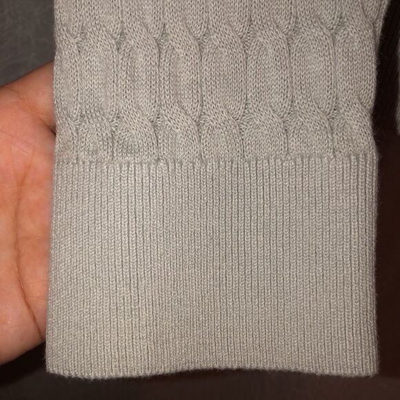Tommy Hilfiger S Light Gray Silver Cable Knit Light Cotton Crewneck Sweater - Picture 5 of 9